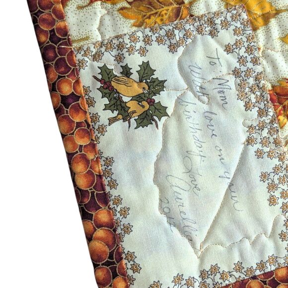 Handmade 2012 Autumn Wall Hanging: Quilted Sunflower & Pumpkin Fiber Art - Picture 3 of 7